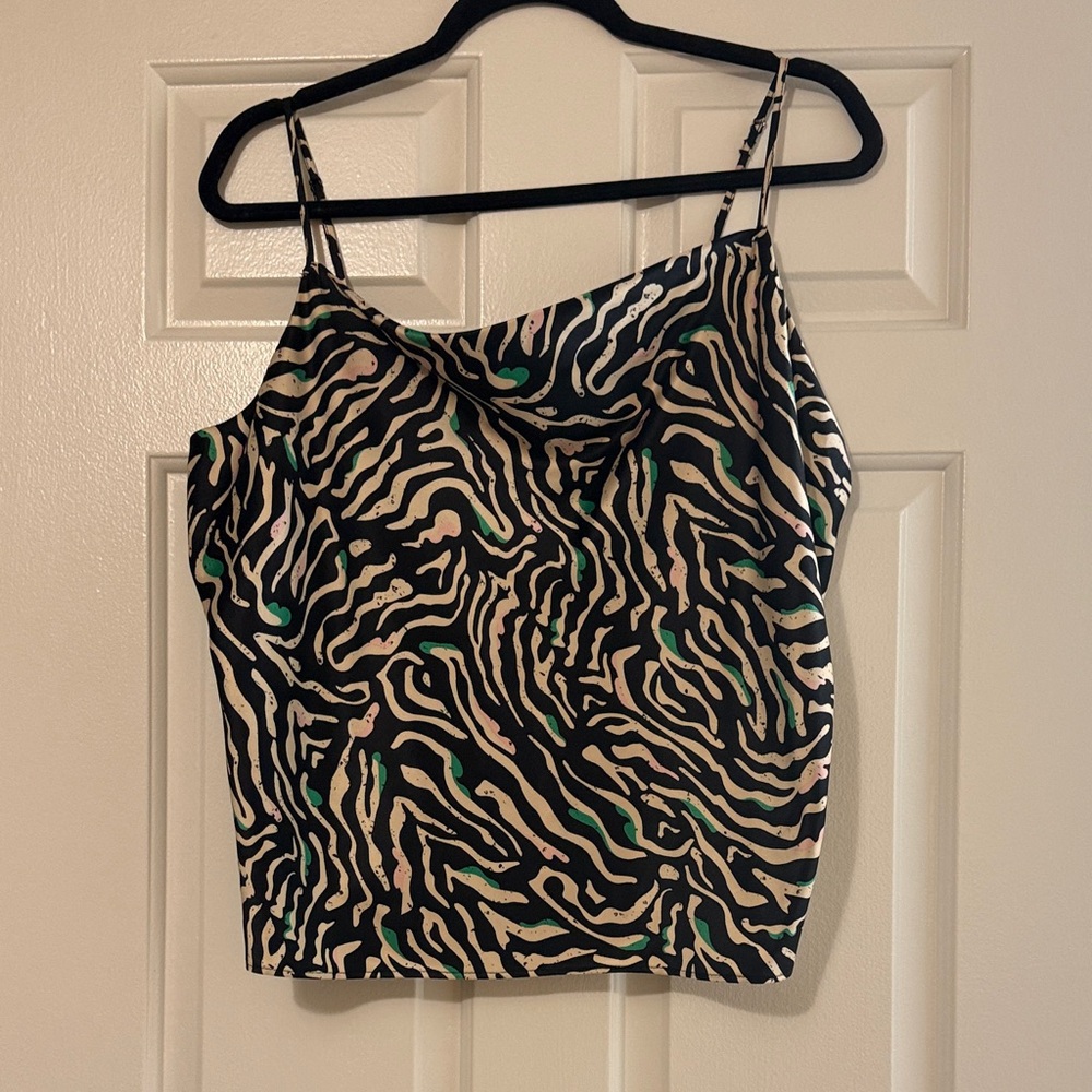 Nine West Black and Cream Zebra Print Camisole